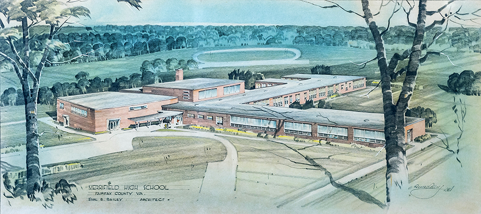 Conceptual artwork for the Merrifield High School by Earl Bailey.