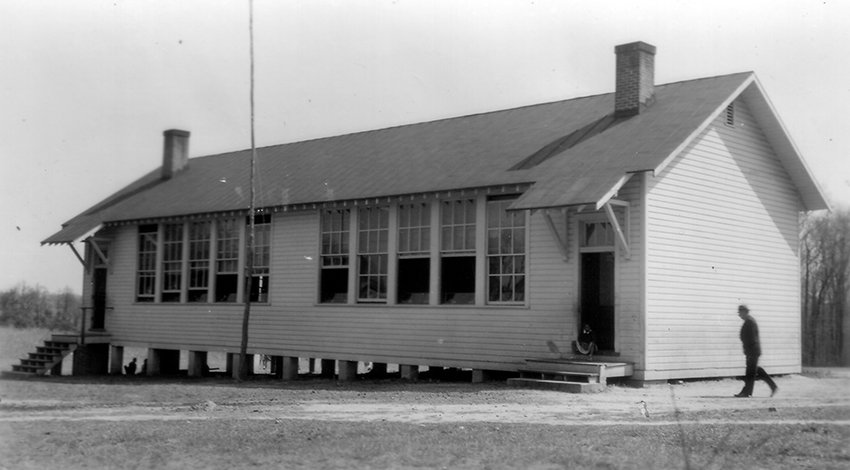 Black and white photograph of the Merrifield Colored School.